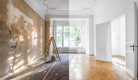 Before and after home restoration