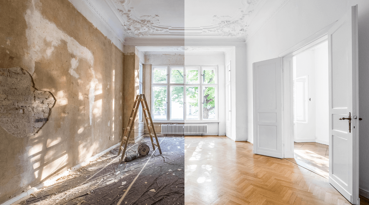Before and after home restoration
