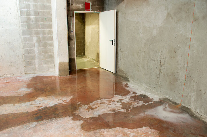 Flood damage in a basement.