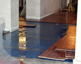 wooden floor damaged after a flood