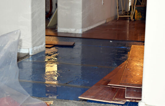 wooden floor damaged after a flood