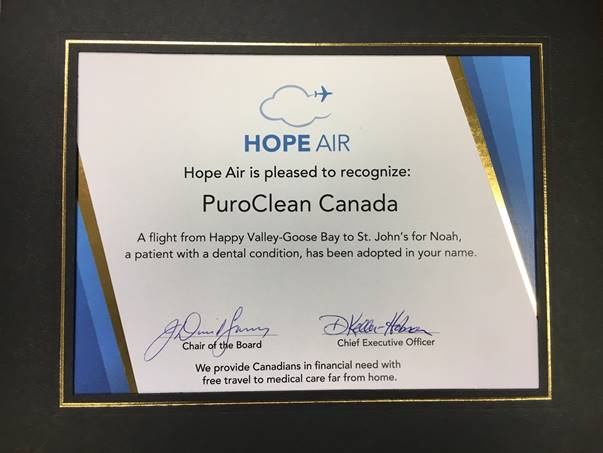 PuroClean Proudly Supports Hope Air at 10th Annual CAA Golf Tournament