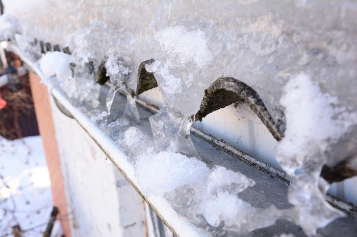 An ice dam forming on a roof